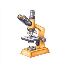 Poster - colorful cartoon microscope illustration on white background