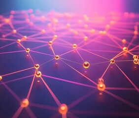 Poster - Abstract network of glowing nodes and connections, vibrant colors, digital technology representation, futuristic design, interconnected data points, copy space for text
