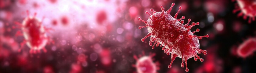 Poster - vivid illustration of a blood cell under a microscope showcasing intricate details and vivid colors 