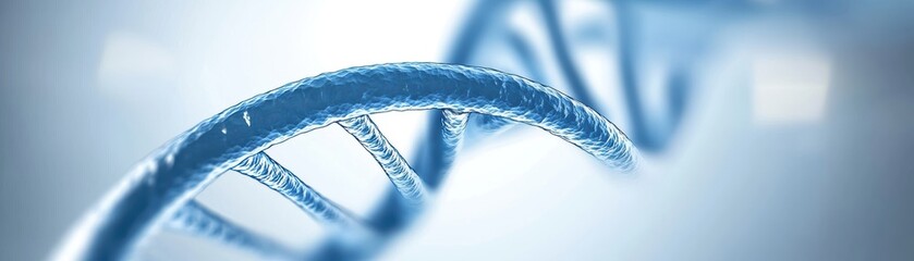 Poster - Intricate Blue DNA Helix Structure on Pure White Background Showcasing Genetic Complexity and Scientific Innovation Aesthetic