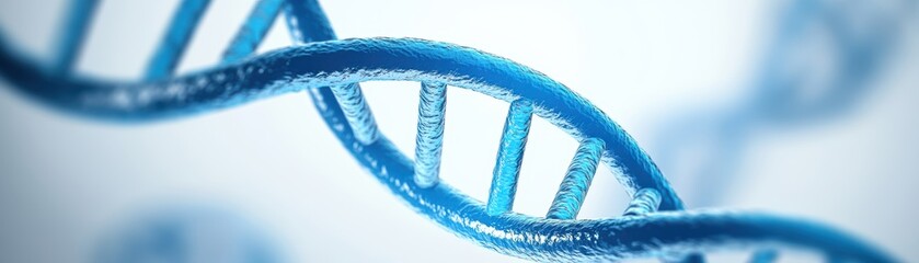 Poster - Intricate Blue DNA Helix Structure Representing Genetic Information and Life Sciences in a Modern Scientific Context