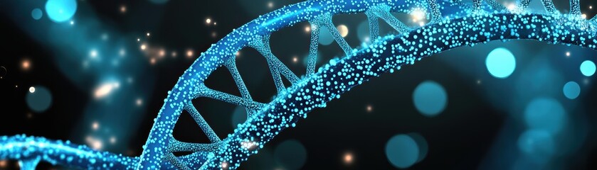 Poster - Intricate Blue DNA Helix Structure Representing Genetic Information and Molecular Biology Concepts in a Scientific Context