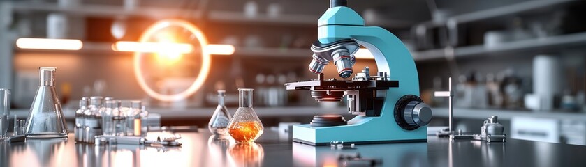 Poster - Intricate Microscope Focusing on a Miniature Scene Capturing the Essence of Scientific Exploration and Precision in Detail