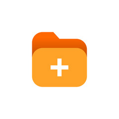 Poster - Flat illustration of folder icon with a gradient color, a plus sign to represent adding data, documents, or files. for apps, websites, or user interface designs on file management or data organization