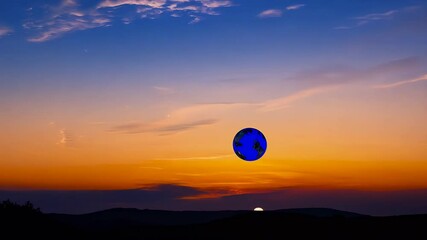 Wall Mural - two blue planet sunset asteroid astrology astronaut astronomy background celestial cosmos creation e