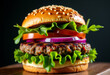 © magr80 - Juicy Burger with Fresh Vegetables on Wooden Surface