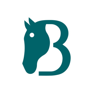 Creative Minimalist Iconic Letter B Horse Head Logo Design