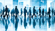 © InspirationDesign - Business crowd silhouettes in modern building. Ideal for corporate movement concepts.