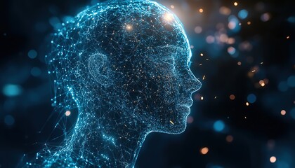Poster - Entrepreneur uses AI artificial intelligence technology to improve their work. Online help with an AI chat bot to solve problems, solve questions and improve data. Efficient internet tools, HD image