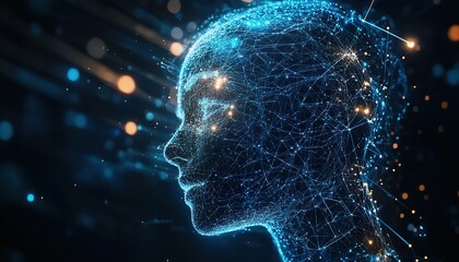Poster - Entrepreneur uses AI artificial intelligence technology to improve their work. Online help with an AI chat bot to solve problems, solve questions and improve data. Efficient internet tools, HD image