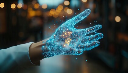 Poster - Entrepreneur uses AI artificial intelligence technology to improve their work. Online help with an AI chat bot to solve problems, solve questions and improve data. Efficient internet tools, HD image