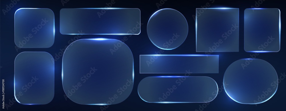 Neon glass frame collection with luminescent geometric elements - blue ...