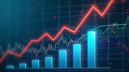 Graphs, charts of data. Concept of successful business