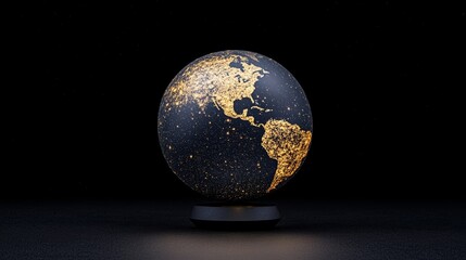 Wall Mural - A darkened globe with illuminated continents glowing softly under a starry sky symbolizing Earth Hour awareness 