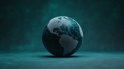 Wall Mural - A darkened globe with faint glowing edges, with text reading Unite for Earth Hour on a deep black and blue gradient background 