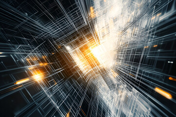 Aufkleber - digital matrix tunnel: a mesmerizing abstract image depicting a futuristic digital matrix tunnel, gl
