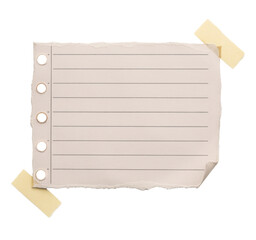 High-Quality PNG torn lined paper note on white background