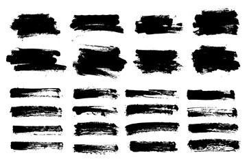 Wall Mural - black paint ink brush stroke, line, texture, banner, background.