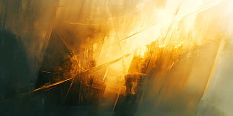 Poster - golden abstract: a captivating abstract image of golden light and ethereal textures creates a sense 