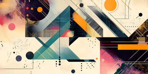 Poster - abstract geometric composition: vibrant hues and dynamic shapes create a captivating abstract artwor