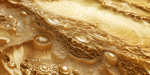 Poster - Golden Abstract Texture:  A mesmerizing close-up shot revealing a luxurious, abstract texture resembling swirling sands or molten gold, with intricate patterns and shimmering highlights.