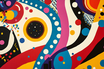 Poster - abstract whimsy: a vibrant explosion of color and playful shapes. bold curves dance across the canva