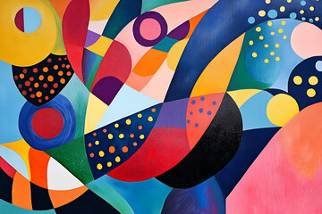 Poster - vibrant abstract art: an explosion of color and playful shapes in an abstract artwork. bold geometri