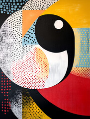 Poster - abstract geometric art: a bold and vibrant abstract painting, bursting with color and geometric shap