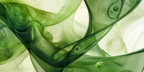 Poster - abstract green flow: swirling, translucent green forms create a mesmerizing abstract artwork, evokin