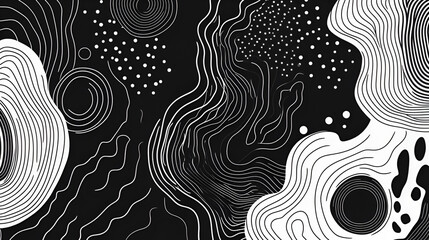 Poster - abstract monochrome swirl: a mesmerizing blend of black and white, featuring dynamic swirls, lines, 