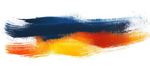 Poster - abstract blue orange yellow brushstrokes: dynamic, abstract brushstrokes of bold blue, orange, and y