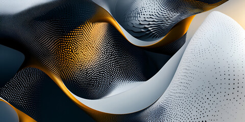 Poster - Abstract Flow: An intricate pattern of black, grey, and gold, forms an abstract shape that moves through space like liquid.  Its organic, flowing movement evokes a feeling of energy and power.  