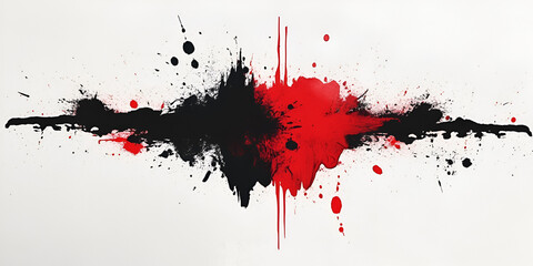 Poster - Red & Black Splashes: A striking abstract artwork featuring bold red and black splashes against a minimalist background, capturing the dynamic tension between opposing forces.