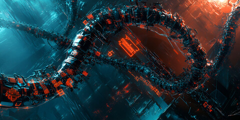 Poster - Cybernetic Tendrils: A mesmerizing abstract composition with glowing tendrils of interconnected technology.