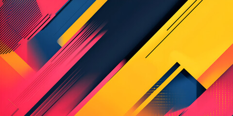 Fototapete - Dynamic Abstract: Vibrant streaks of bold yellow, pink, and dark blue create a dynamic and energetic abstract artwork.  The sharp lines and contrasting colors evoke a sense of speed and movement.