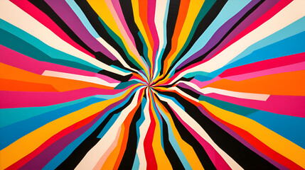 Poster - rainbow burst: an explosion of vibrant, multicolored stripes converge in a dynamic, radiating patter