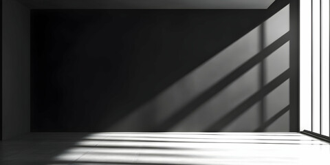 Poster - sunlight streaks in minimalist room: a minimalist room with a large window, allowing natural light t