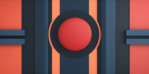 Poster - abstract geometric design: a vibrant composition featuring bold stripes of coral and navy blue punct