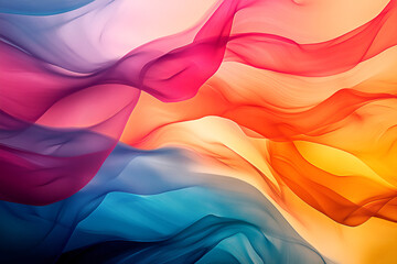 Poster - abstract colorful silk swirls: a vibrant and dynamic image showcasing flowing silk fabric in a spect