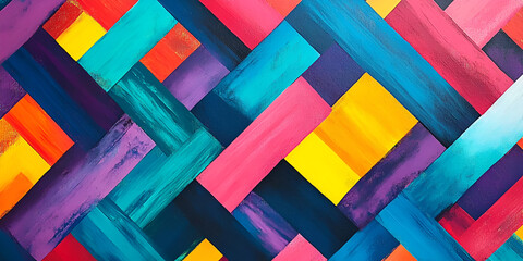 Poster - vibrant geometric abstract: a captivating abstract design featuring a dynamic interplay of colorful,