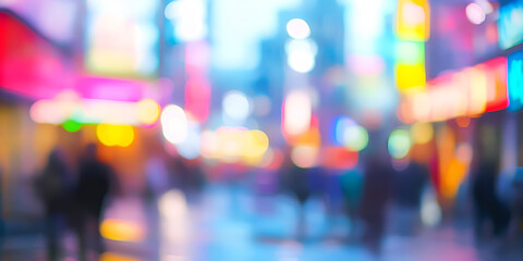 Poster - neon nightscape: blurred city lights paint a vibrant, abstract cityscape at night. the bokeh effect 