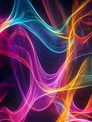 Poster - abstract vibrant waves: a mesmerizing abstract artwork featuring flowing, vibrant waves of pink, tea