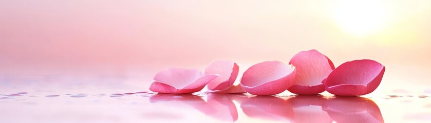 Wall Mural - Radiant pink lotus flower in bloom on tranquil water surface with sunlight 