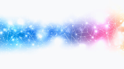 Fototapete - Abstract Network Connection: A vibrant, colorful illustration of a network connection, showcasing nodes and lines interconnected in a dynamic, abstract pattern. Perfect for technology, communication.