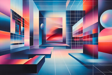 Poster - retrograde digital landscape