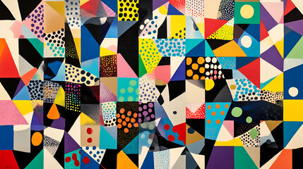 Poster - vibrant geometric abstract art: a kaleidoscope of color and shape. bold triangles, circles, and squa