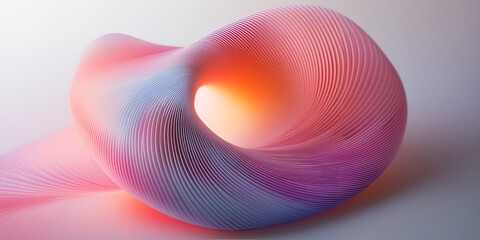 Poster - abstract swirl: a mesmerizing 3d render of a swirling, ethereal form in soft pink and blue hues. the