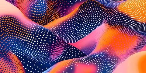 Poster - Abstract Digital Flow: A mesmerizing abstract background featuring a vibrant interplay of colors and shapes, evoking a sense of movement and energy.  The background is a captivating blend of orange.