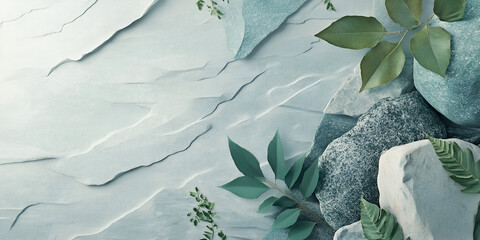 Poster - Serene Stone and Leaf Composition 