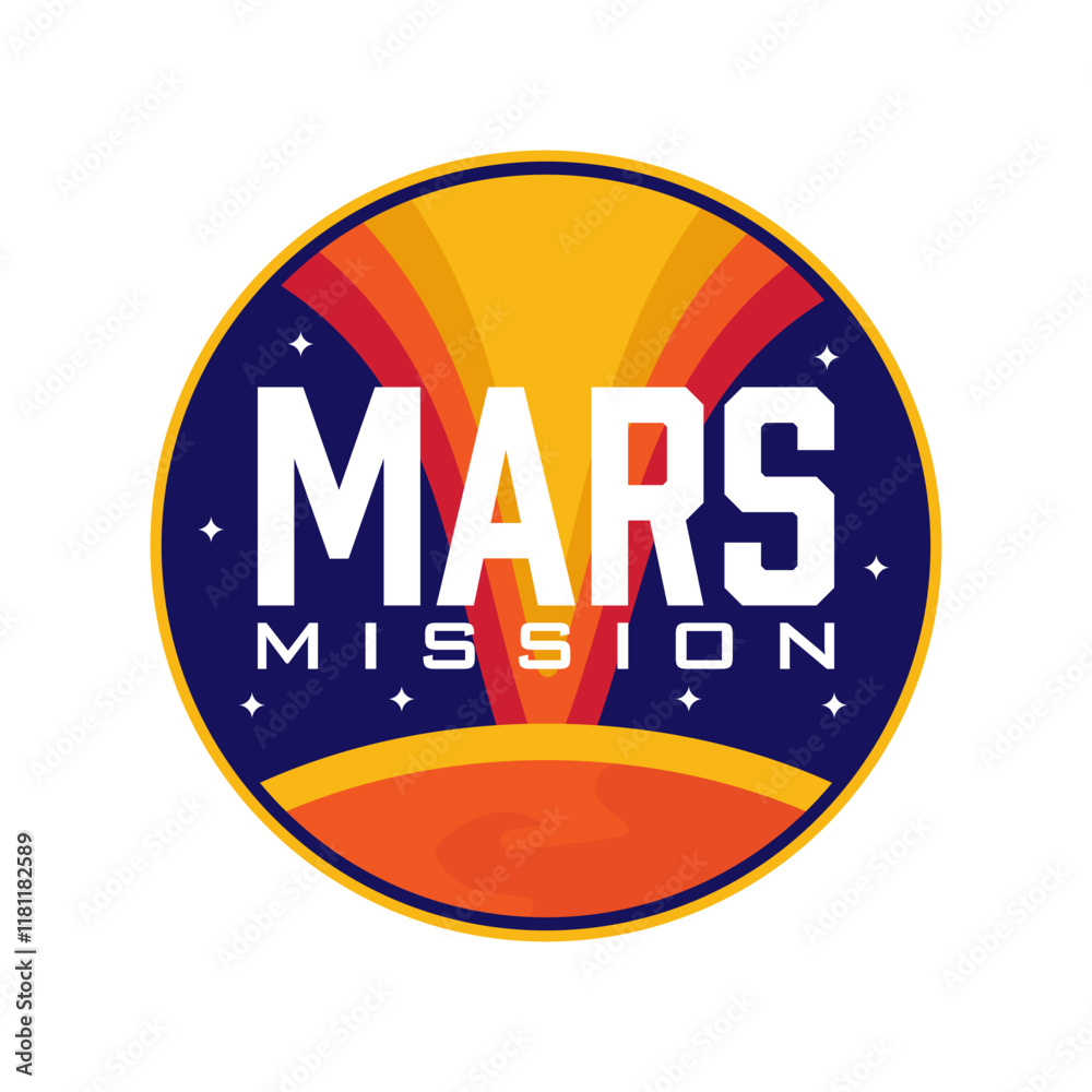 Vintage unique Mars space exploration patch Logo design, vector ...